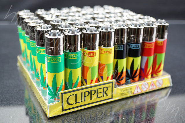 48x Full Display Clipper Refillable Lighters "Leaves" Collection