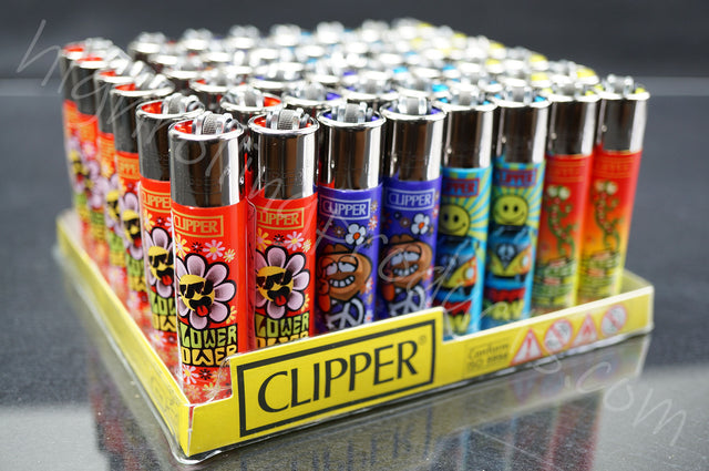 48x (Full Display) Clipper Refillable Full-Size Lighters "Hippie" Collection