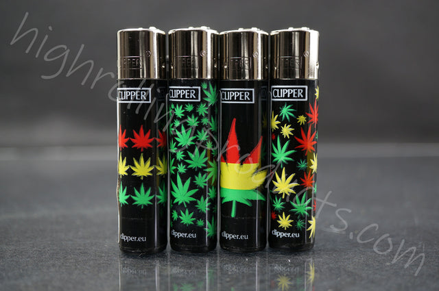 4x Clipper Refillable Full-Size Lighters "Leaves 2" Collection