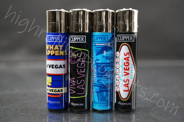 4x Clipper Refillable Lighters "Las Vegas" Collection