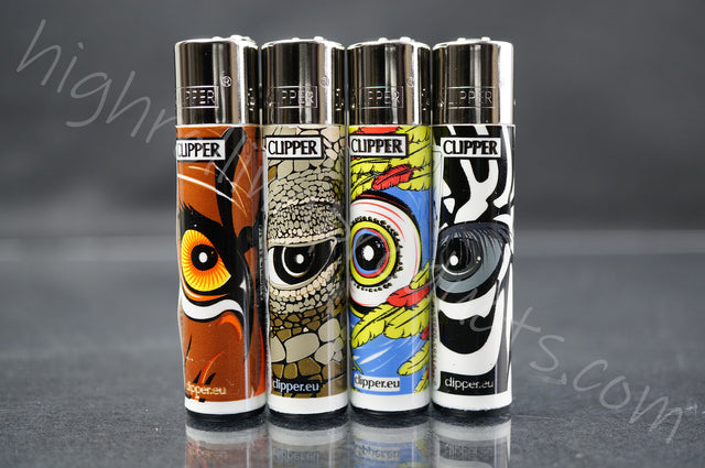 4x Clipper Refillable Lighters "Dragon Eyes" Collection