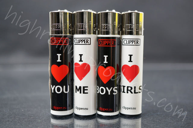4x Clipper Refillable Lighters "Love" Collection