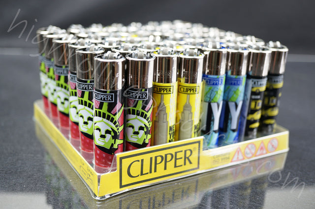 48x Full Display Clipper Refillable Lighters "New York" Collection