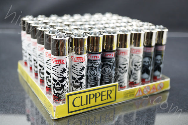48x (Full Display) Clipper Refillable Full-Size Lighters "Grim Reaper" Collection