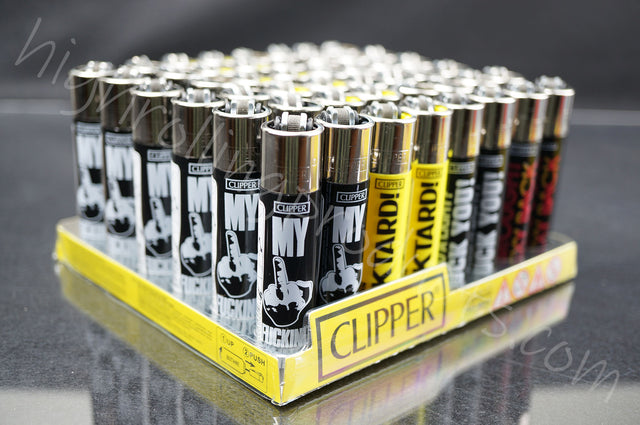 48x (Full Display) Clipper Refillable Full-Size Lighters "Funny Saying" Collection