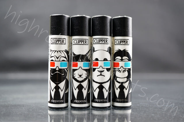 4x Clipper Refillable Lighters "3D Animals" Collection