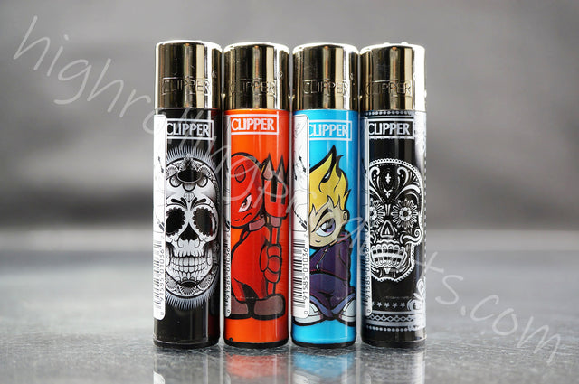 4x Clipper Refillable Lighters "Sculls" Collection