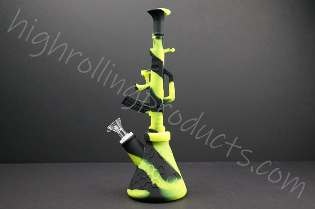 Silicone Hand Art Hookah Bubbler AK-47 11"