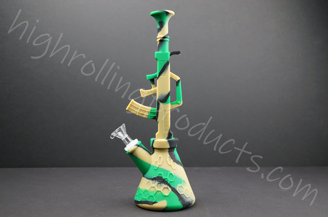 Silicone Hand Art Hookah Bubbler AK-47 11"