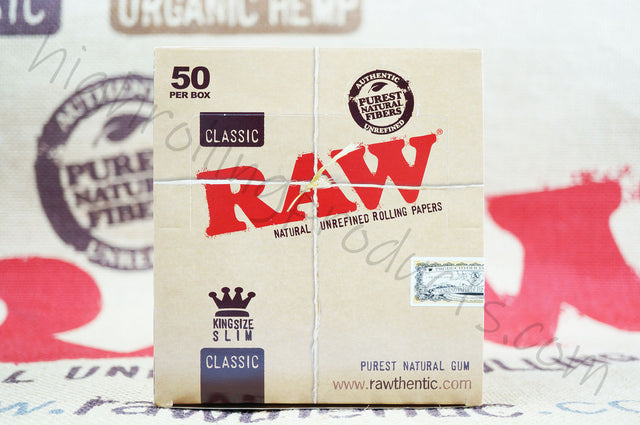 1x Full Box 50 Packs(32 in Each Pack) Raw Classic King Size Rolling Paper