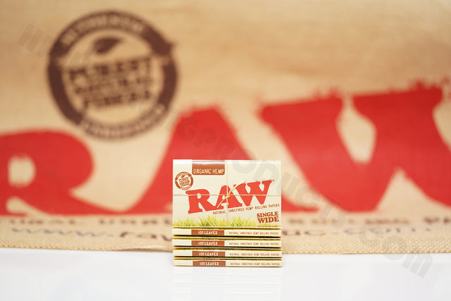 5 Packs Of AUTHENTIC Raw Organic Rolling Paper Single Wide (25 Packs, 100 Leaves Per Pack)