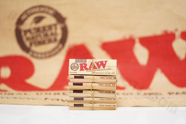 1x Full Box 24 Packs(50 leaves And 50 Tips Per Pack) Of AUTHENTIC Raw Classic Connoisseur Rolling Paper 1 1/4 Size