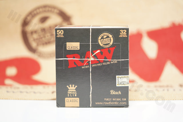 1x Full Box 50 Packs(32 in Each Pack) AUTHENTIC Raw Black King Size Rolling Paper