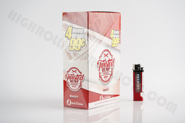 Full Box(15 pouches, 4 wraps in each) Twisted Hemp Sweet With Patriot Disposable Lighter!