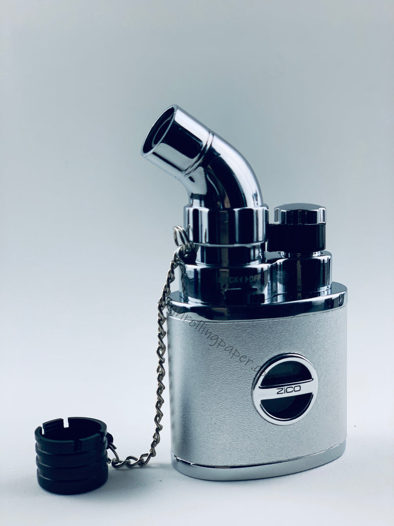 Zico MT-15 Butane Refillable Adjustable Single Flame Torch Lighter (Silver color)