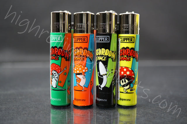4x Clipper Refillable Full-Size Lighters "Mushrooms Dance" Collection