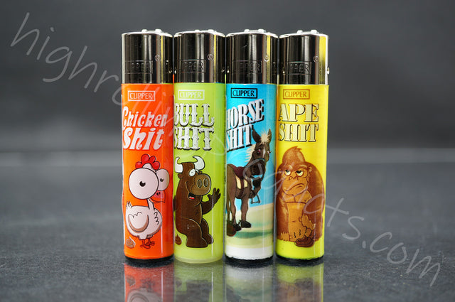 4x Clipper Refillable Full-Size Lighters "Animals" Collection