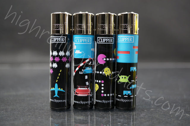 4x Clipper Refillable Full-Size Lighters "Atari Video Games" Collection