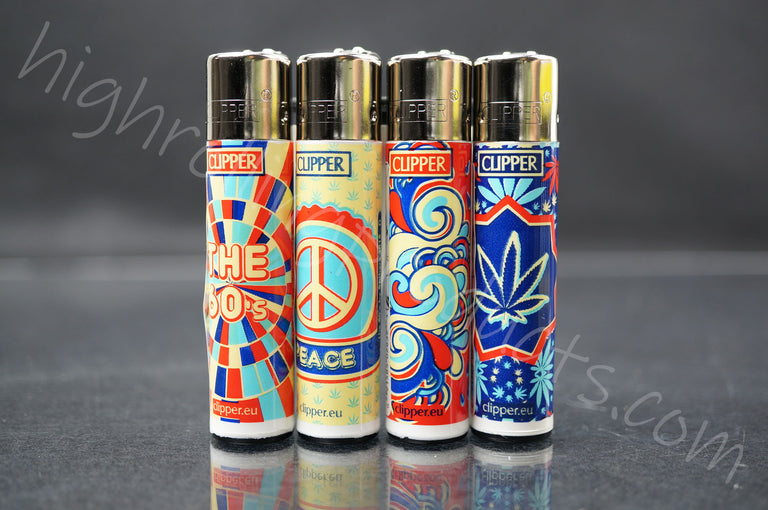4x Clipper Refillable Full-Size Lighters "The 60's" Collection