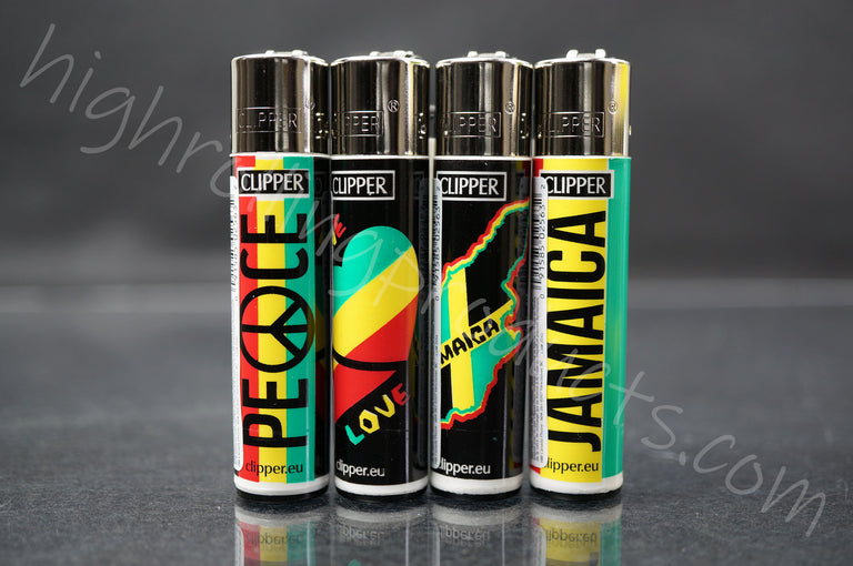 4x Clipper Refillable Lighters "Jamaica" Collection