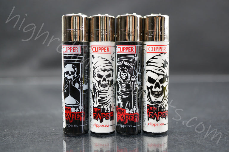 48x (Full Display) Clipper Refillable Full-Size Lighters "Grim Reaper" Collection