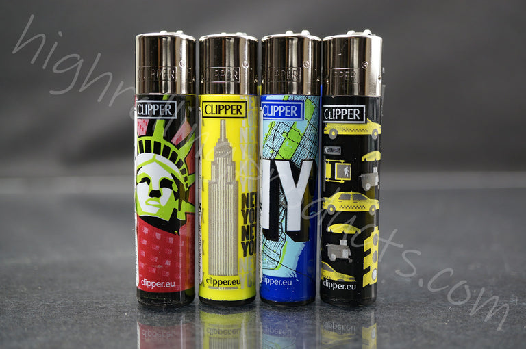 4x Clipper Refillable Lighters "New York" Collection