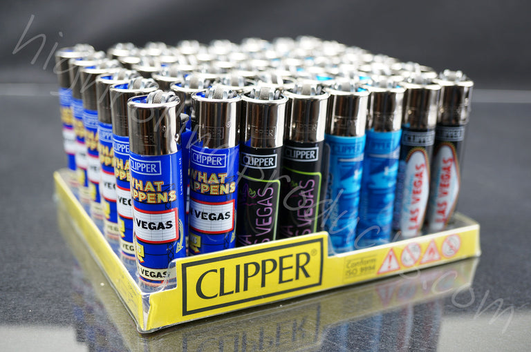 48x Full Display Clipper Refillable Lighters "Las Vegas" Collection