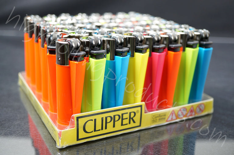 48x (Full Display) Clipper Refillable Full-Size Lighters "Vivid Colors" Collection