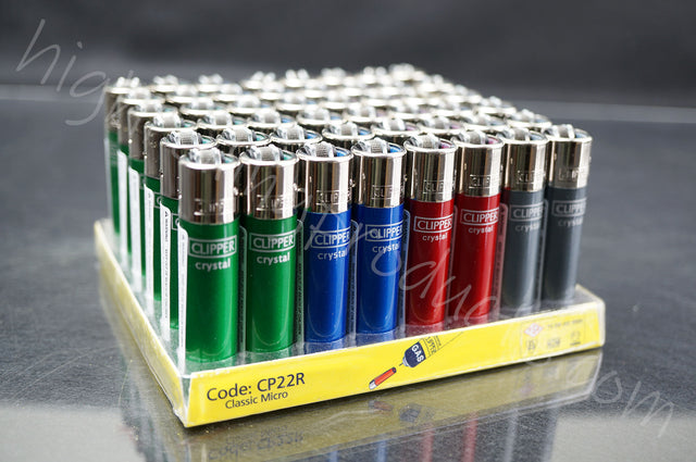 48x Full Display Of Clipper Refillable Mini Size Lighters "Cristal" Collection