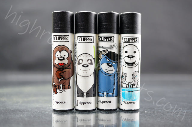4x Clipper Refillable Lighters "Bear" Collection
