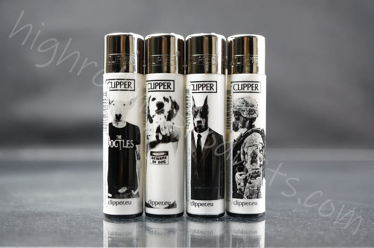 4x Clipper Refillable Lighters "Dog" Collection