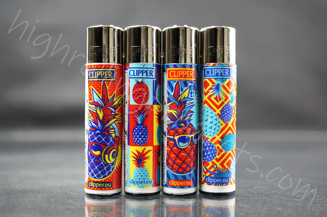 4x Clipper Refillable Lighters "Pineapple" Collection