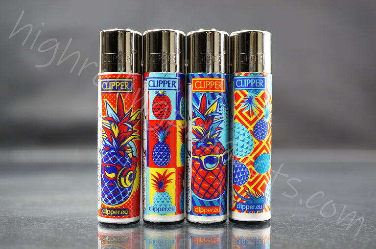 48x (Full Display) Clipper Refillable Full-Size Lighters "Pineapple" Collection