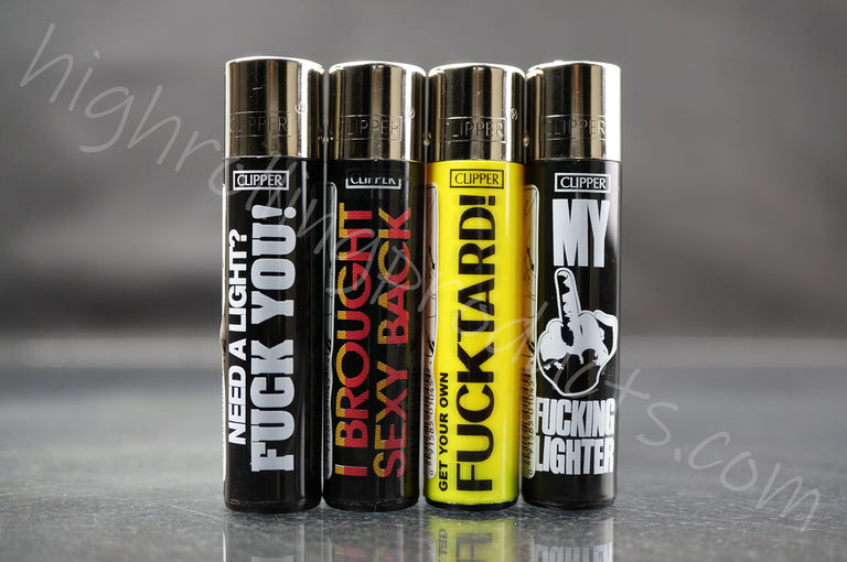 4x Clipper Refillable Lighters "Funny Saying" Collection