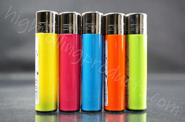 5x Clipper Refillable Lighters "Vivid Colors" Collection