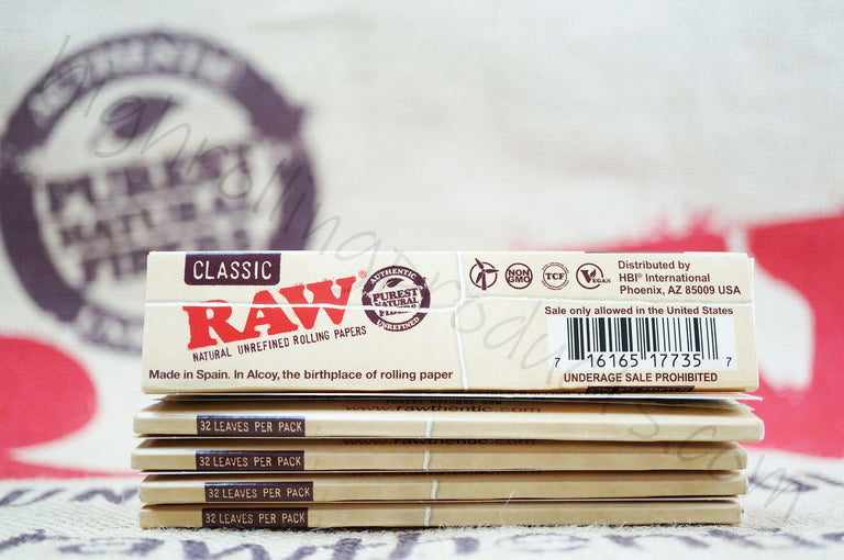 5 Packs(32 in Each Pack) Raw Classic King Size Rolling Paper