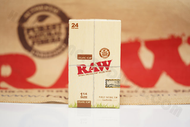 1x Full Box Of AUTHENTIC Raw Organic Rolling Paper 1 1/4 (24 Packs, 50 Leaves Per Pack)
