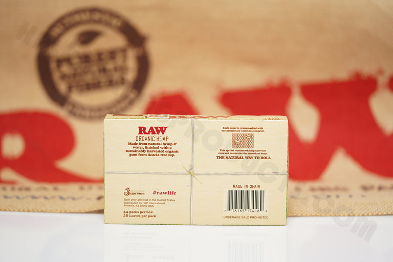 1x Full Box Of AUTHENTIC Raw Organic Rolling Paper 1 1/4 (24 Packs, 50 Leaves Per Pack)
