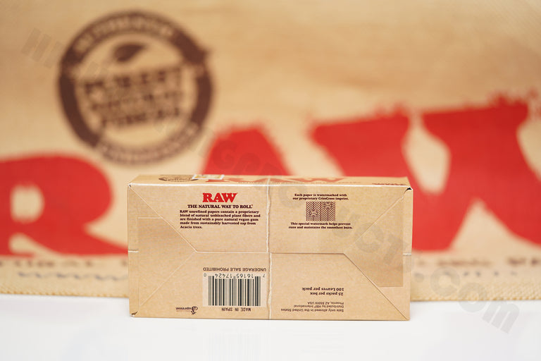 1x Full Box Of AUTHENTIC Raw Classic Rolling Paper Single Wide (25 Packs, 100 Leaves Per Pack)