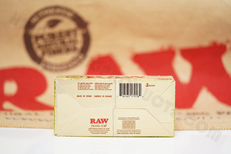 1x Full Box Of AUTHENTIC Raw Organic Rolling Paper Single Wide (25 Packs, 100 Leaves Per Pack)