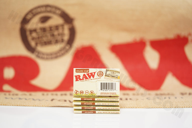 1x Full Box Of AUTHENTIC Raw Organic Rolling Paper Single Wide (25 Packs, 100 Leaves Per Pack)