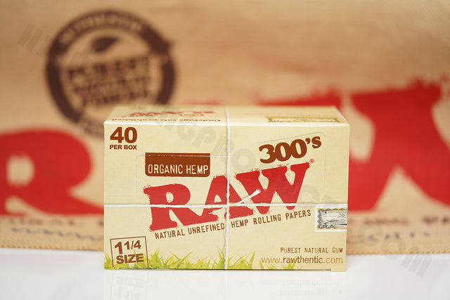 Full Box Of AUTHENTIC Raw Organic Rolling Paper 300's (40 Packs, 300 Leaves Per Pack)