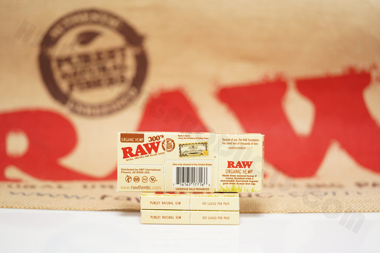 Full Box Of AUTHENTIC Raw Organic Rolling Paper 300's (40 Packs, 300 Leaves Per Pack)