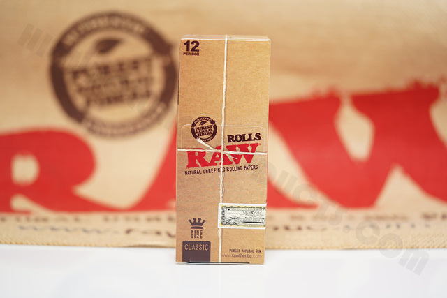 1x Full Box 12 Packs(3 Meter Per Pack) Authentic Raw Classic King Size Rolls Rolling Paper