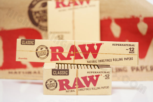 1x Full Box 20 Packs(20 Leaves Per Pack) Authentic Raw Classic Supernatural/12" Size Rolling Paper