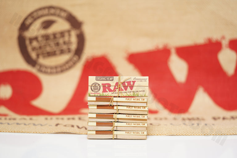 1x Full Box 24 Packs(50 Leaves And 50 Tips Per Pack) Of AUTHENTIC Raw Organic Connoisseur 1 1/4 Size Rolling Paper