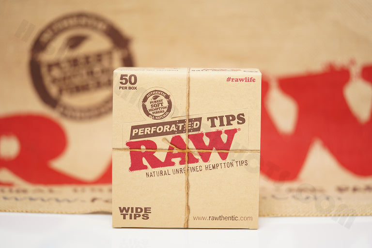 Full Box 50 Packs(50 Tips Per Pack) Of Raw Rolling Paper Perforated Wide Tips