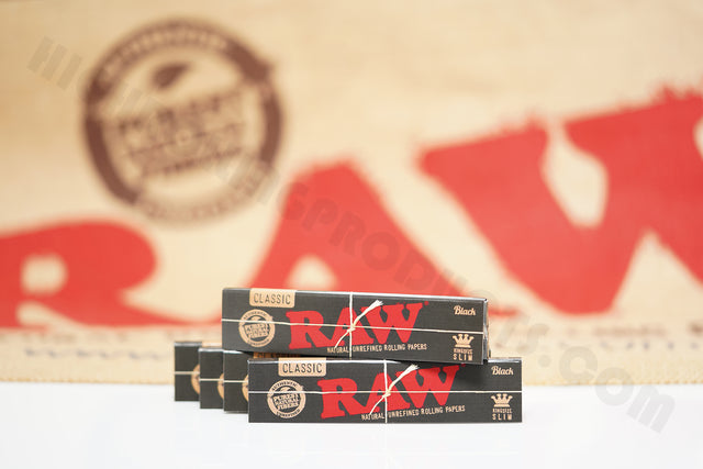 5 Packs(32 Leaves In Each Pack) AUTHENTIC Raw Black King Size Rolling Paper
