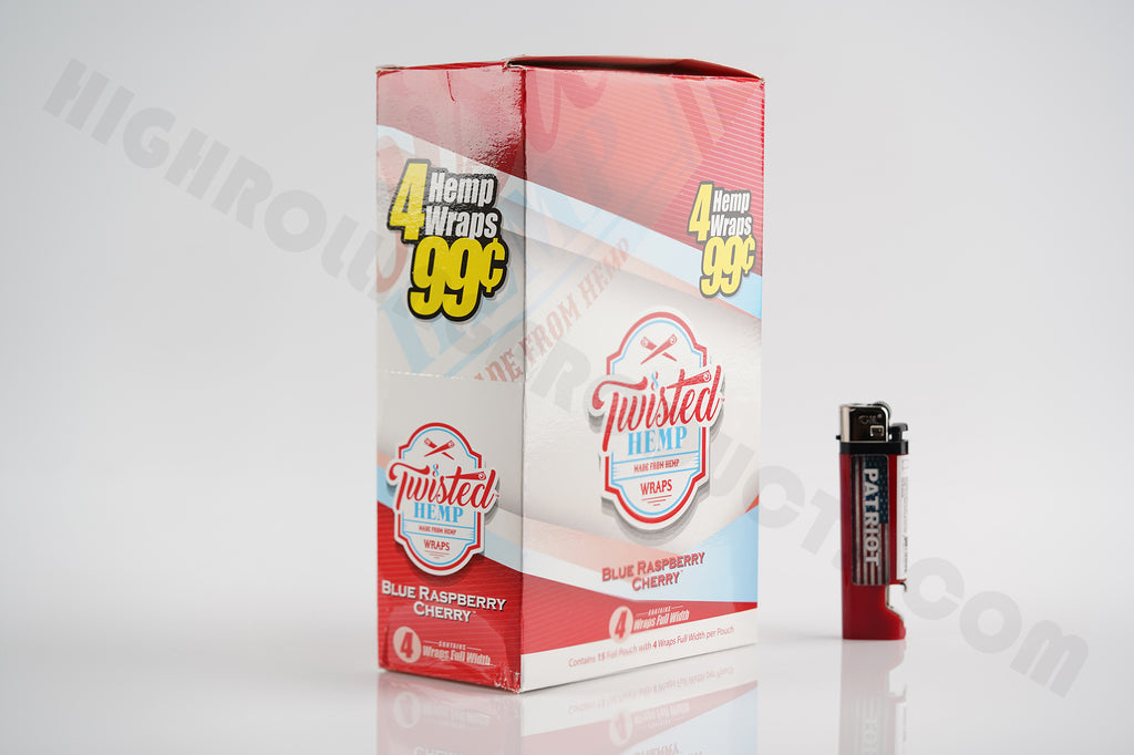 Full Box(15 pouches, 4 wraps in each) Twisted Hemp Blue Raspberry Cher ...