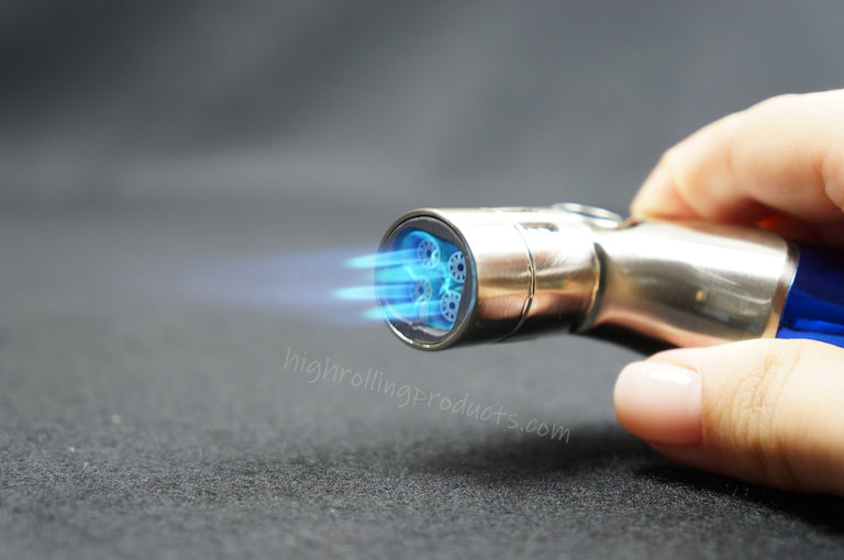 Zico MT-23 Butane Refillable Adjustable Quad Flame Torch Lighter (Blue color)
